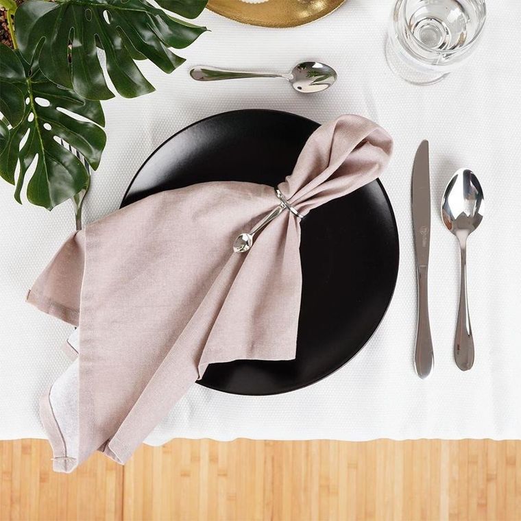 Vilde, obrączki na serwetki metalowe srebrne sztućce, 4 szt.