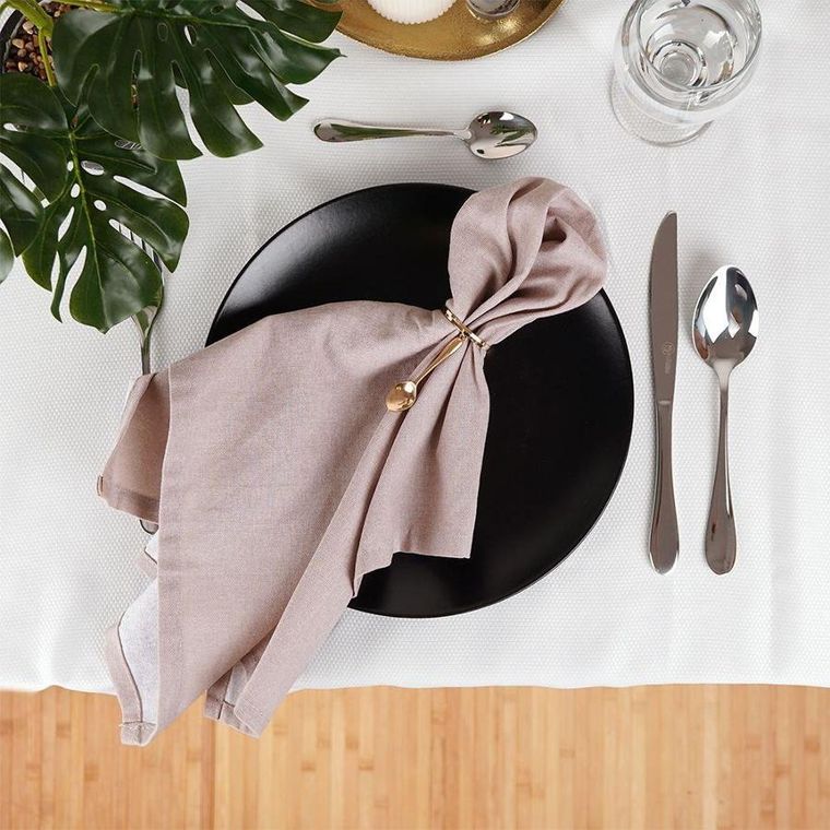 Vilde, obrączki na serwetki, metalowe złote sztućce, 4 szt.