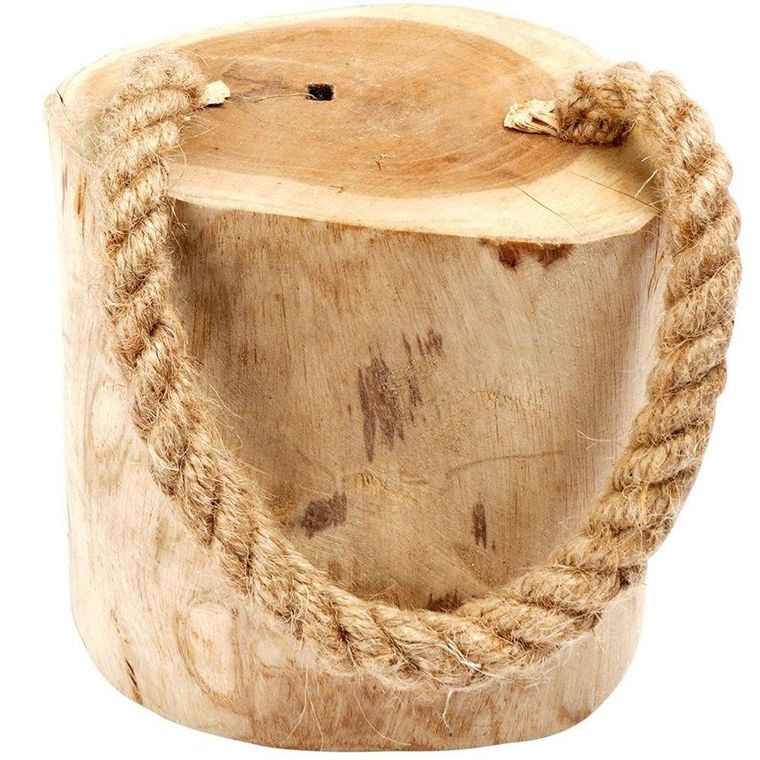 Vilde, odbojnik ogranicznik do drzwi drewniany z liną, 15 cm