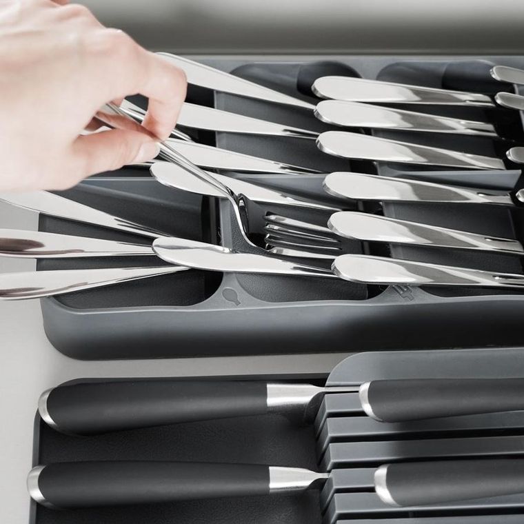 Vilde, organizer do szuflady na sztućce, szary, 39-17-5.5 cm