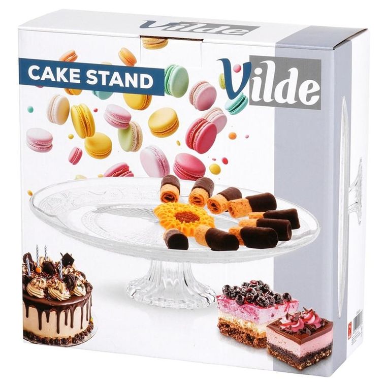 Vilde, patera na tort, szklana na nóżce, 25 cm
