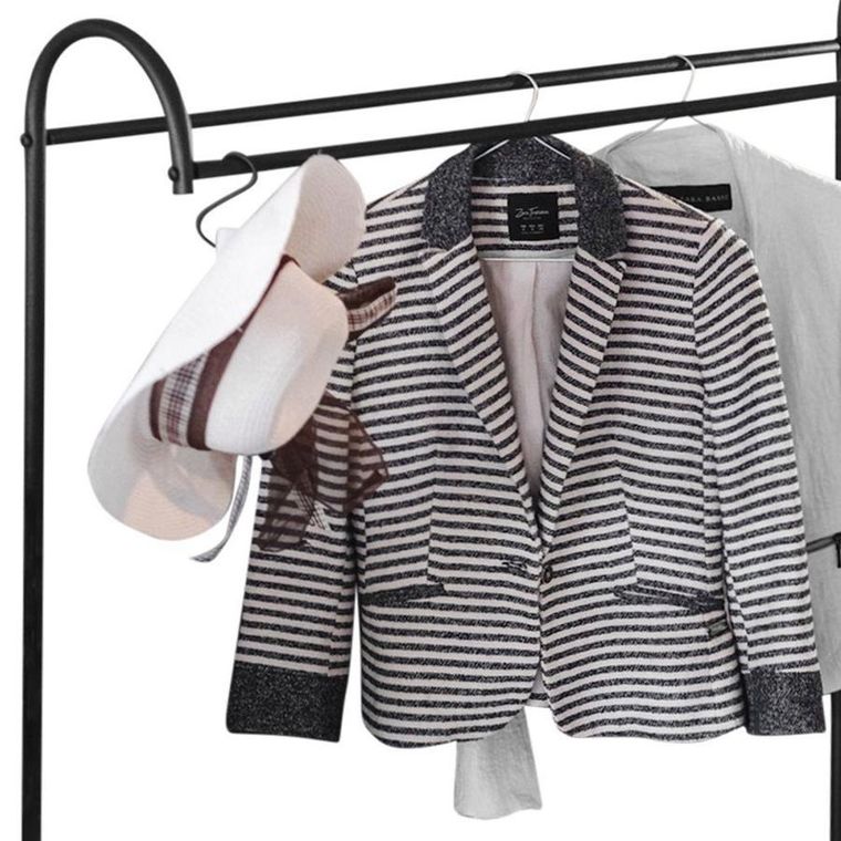 Vilde, podłogowy wieszak na ubrania, metalowy, czarny, 85-35-147 cm