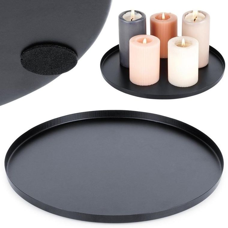 Vilde, podstawka pod kompozycje dekoracyjne, świece, metalowa, czarna, 30 cm