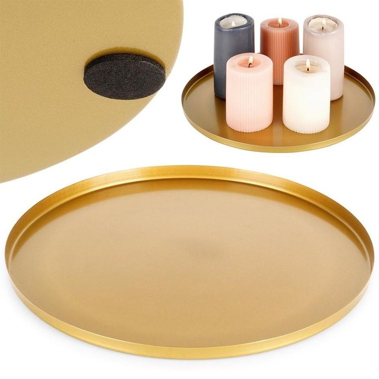 Vilde, podstawka pod kompozycje dekoracyjne, świece, metalowa, złota, 30 cm