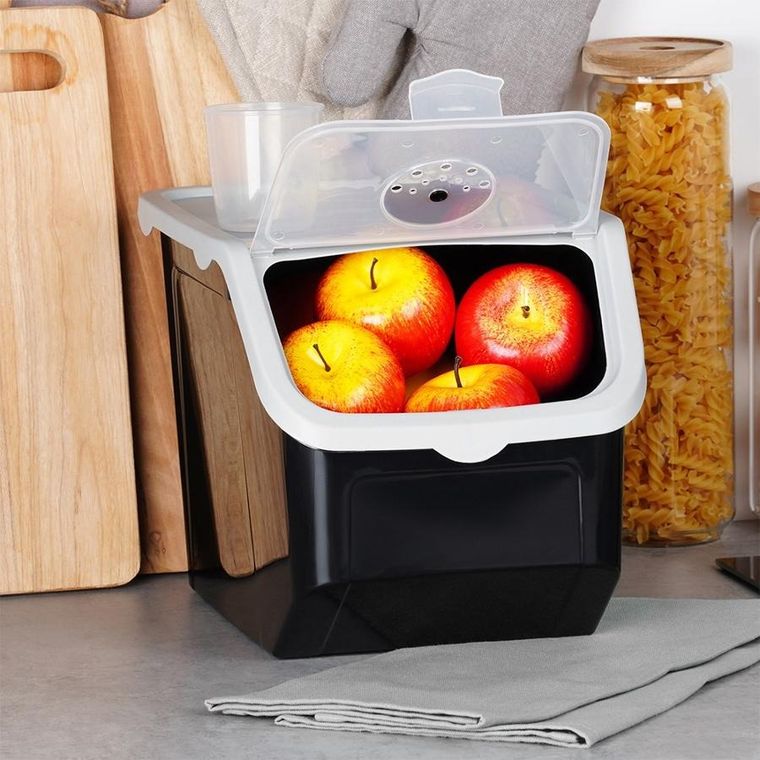 Vilde, pojemnik na warzywa i owoce z pokrywką, czarny, 12 l