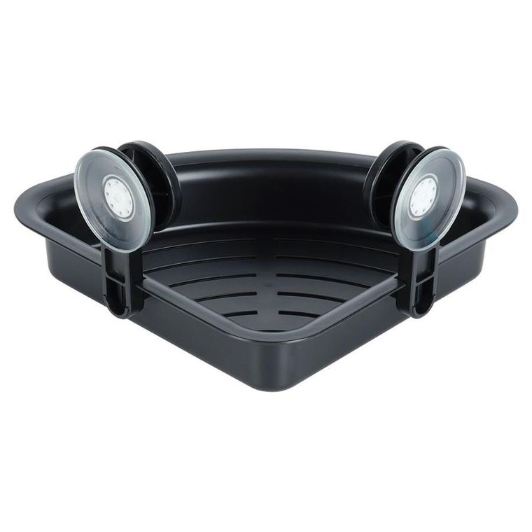 Vilde, półka pod prysznic na przyssawki, narożna, czarna, 28-22-12 cm