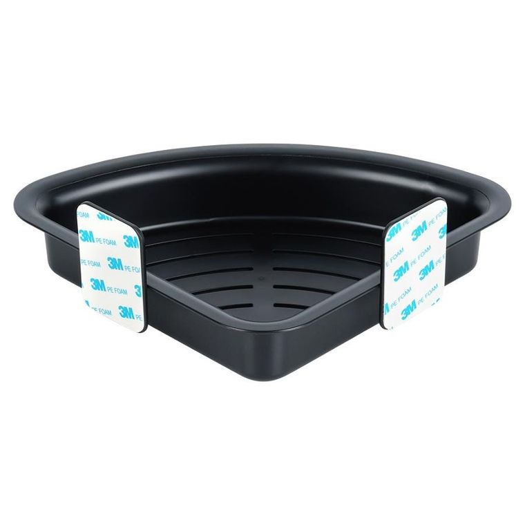 Vilde, półka pod prysznic, narożna, przyklejana, czarna, 28-22-8 cm