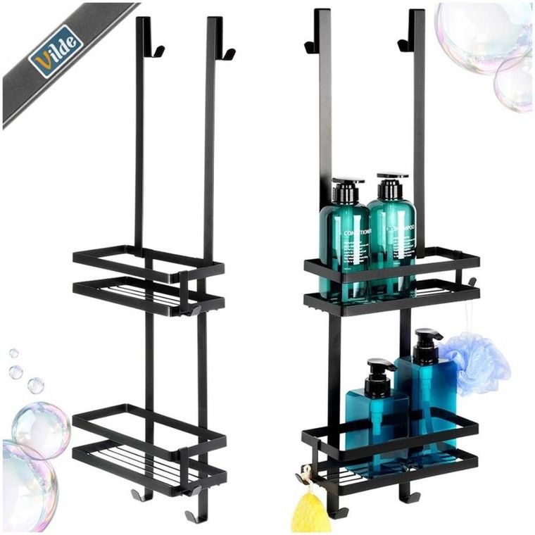 Vilde, półka zawieszana do kabiny prysznicowej, czarna