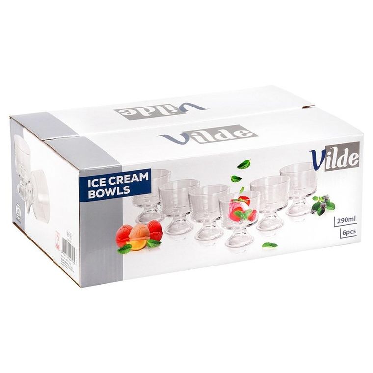 Vilde, pucharki do lodów szklane, 290 ml, 6 szt.