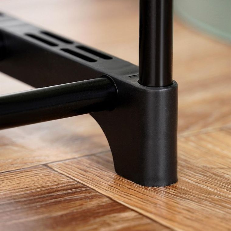 Vilde, regał na buty, metalowy, czarny, 3-poziomowy, 57-28-55 cm