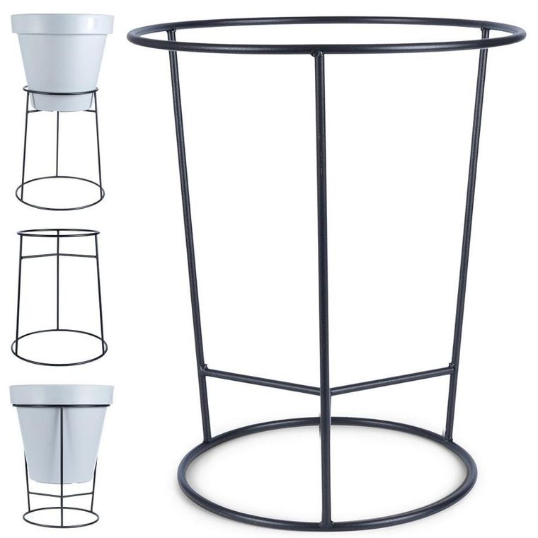Vilde, stojak na doniczkę, metalowy czarny, dwustronny, 45-53cm