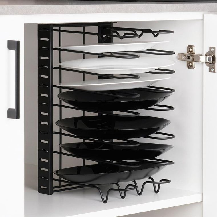 Vilde, stojak na garnki, patelnie i pokrywki, metalowy, czarny