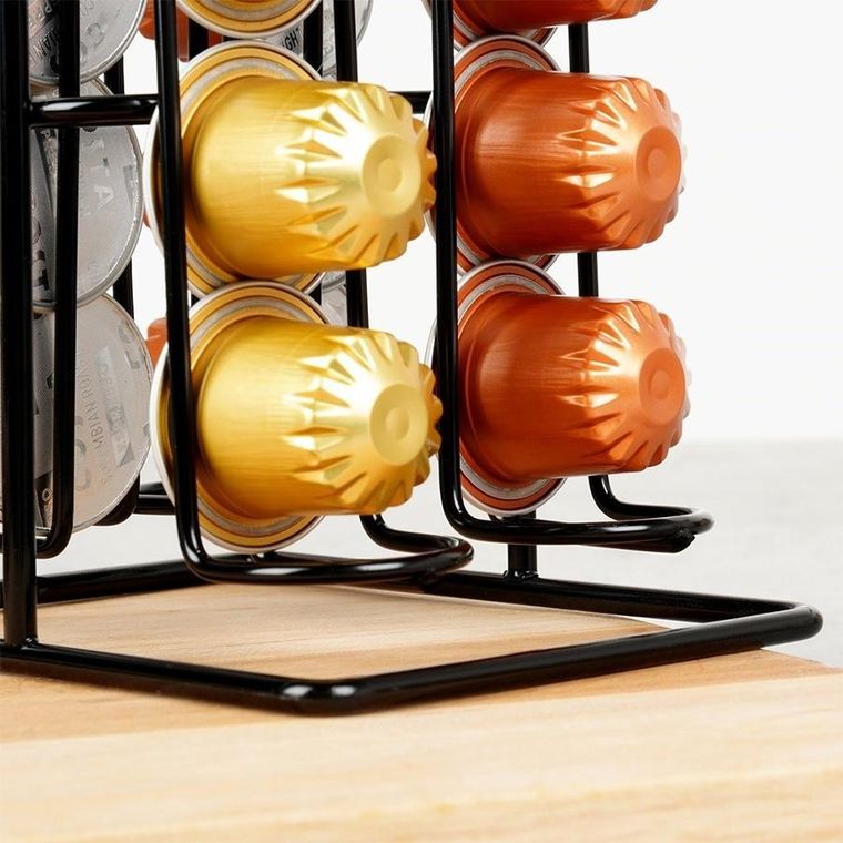 Vilde, stojak na kapsułki do kawy, nespresso, metalowy, czarny, 30 cm