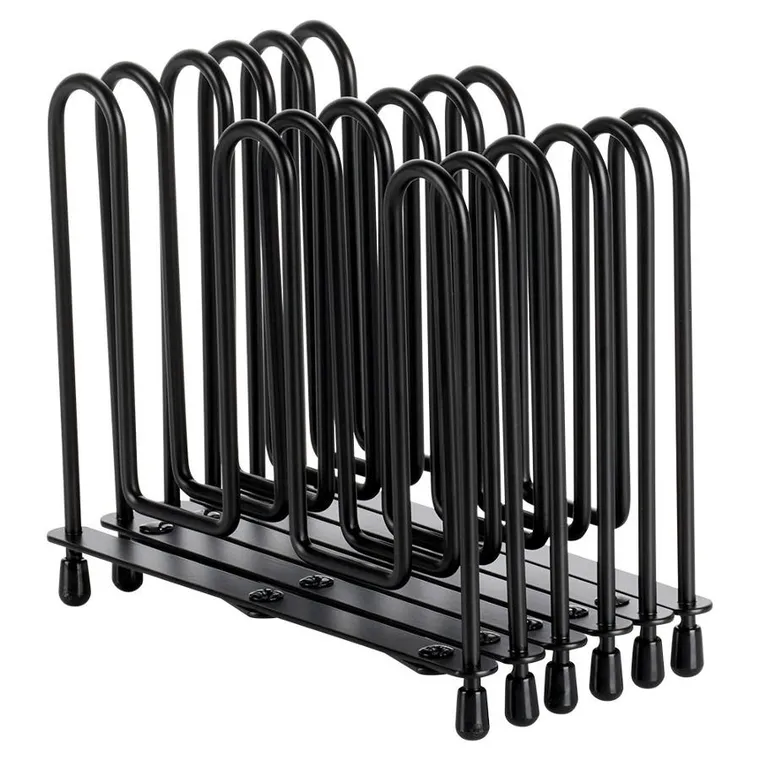 Vilde, stojak na pokrywki i talerze, rozkładany, metalowy, czarny, 8-74 cm