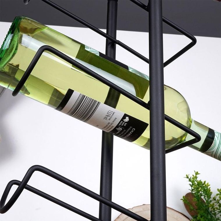 Vilde, Stojak na wino metalowy czarny 6 butelek 27-13-84,5 cm
