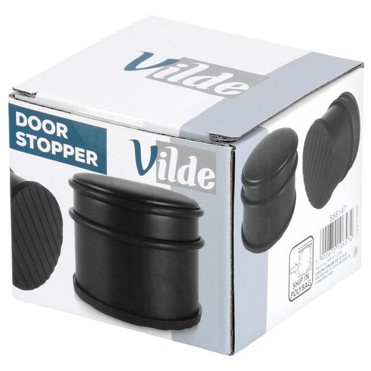 Vilde, stoper do drzwi, stalowy, czarny, 9,5 cm