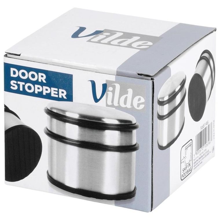 Vilde, stoper do drzwi, stalowy, srebrny, 9,5 cm