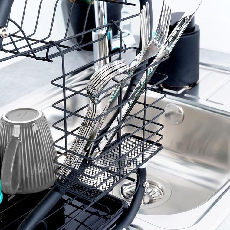Vilde, suszarka na naczynia, czarna, 2-poziomowa, 52-24.5-38 cm