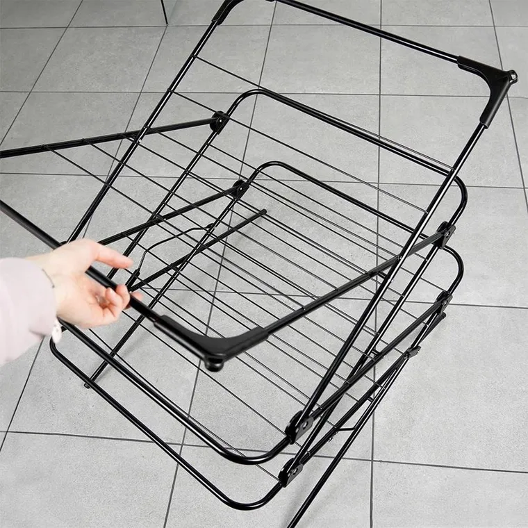 Vilde, suszarka na pranie metalowa, czarna pionowa, 61-58-136 cm