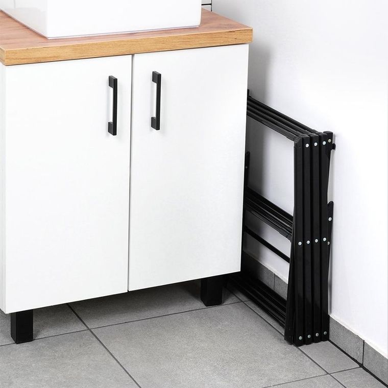 Vilde, suszarka na pranie, metalowa czarna, pionowa rozsuwana, 43-75-37.5-139 cm