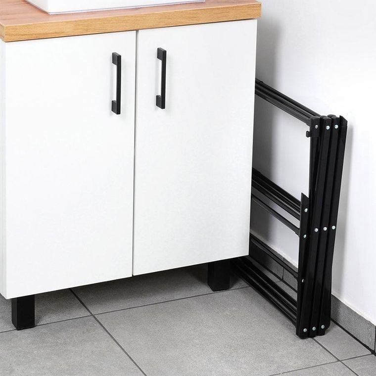 Vilde, suszarka na pranie metalowa, czarna, pionowa rozsuwana, 44.5-75-37.5-105 cm