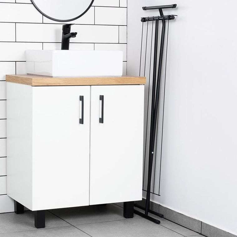 Vilde, suszarka na pranie metalowa, składana, czarna, 91-84 cm