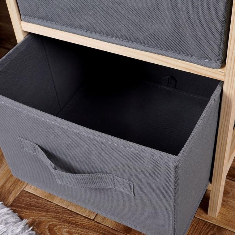 Vilde, szafka drewniana szara z dwoma szufladami, 46 cm