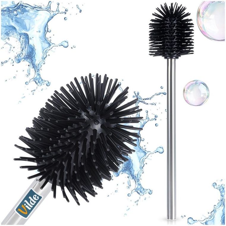 Vilde, szczotka do toalety, silikonowa, czarna, zapasowa, 35 cm
