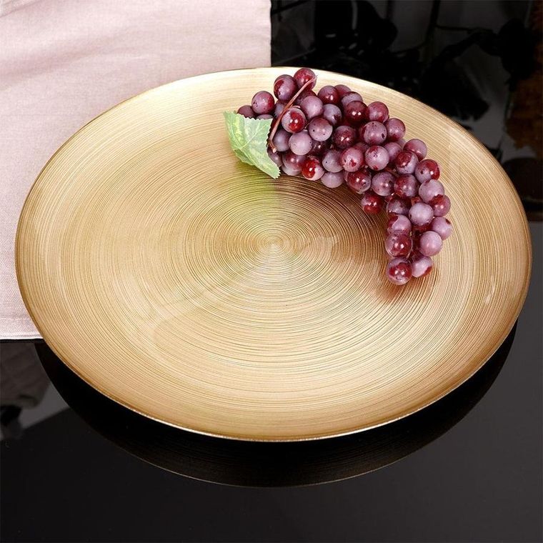 Vilde, talerz obiadowy, płytki duży, szklany, złoty / patera, 32.5 cm