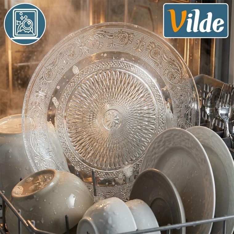 Vilde, talerz obiadowy płytki, szklany, patera, 25 cm