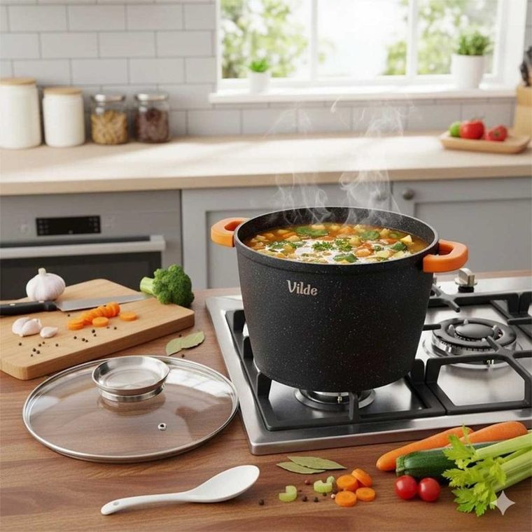 Vilde, Terruna Aroma, garnek ze szklaną pokrywką, granitowy, 24 cm, 6,7l