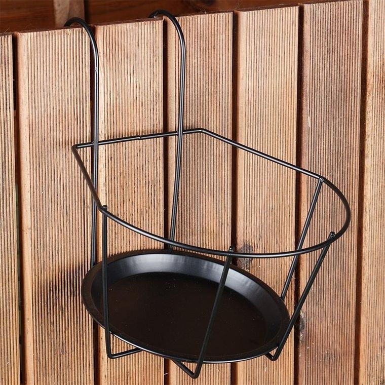 Vilde, uchwyt balkonowy na doniczkę, metalowy, czarny