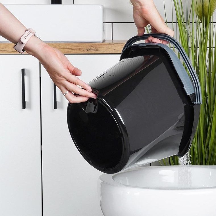 Vilde, wiadro do mopa z wyciskaczem, plastikowe, czarne, 10l