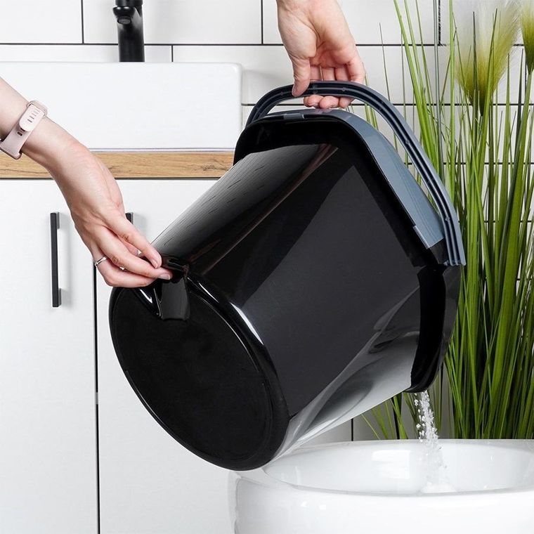 Vilde, wiadro do mopa z wyciskaczem, plastikowe, czarne, 14l