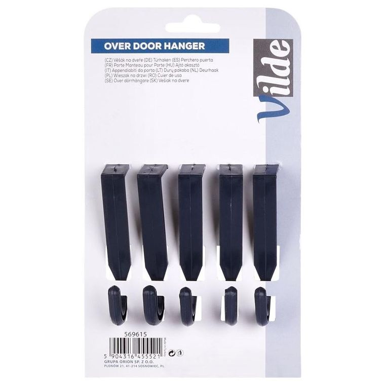 Vilde, wieszak na drzwi, szary, 5 szt.