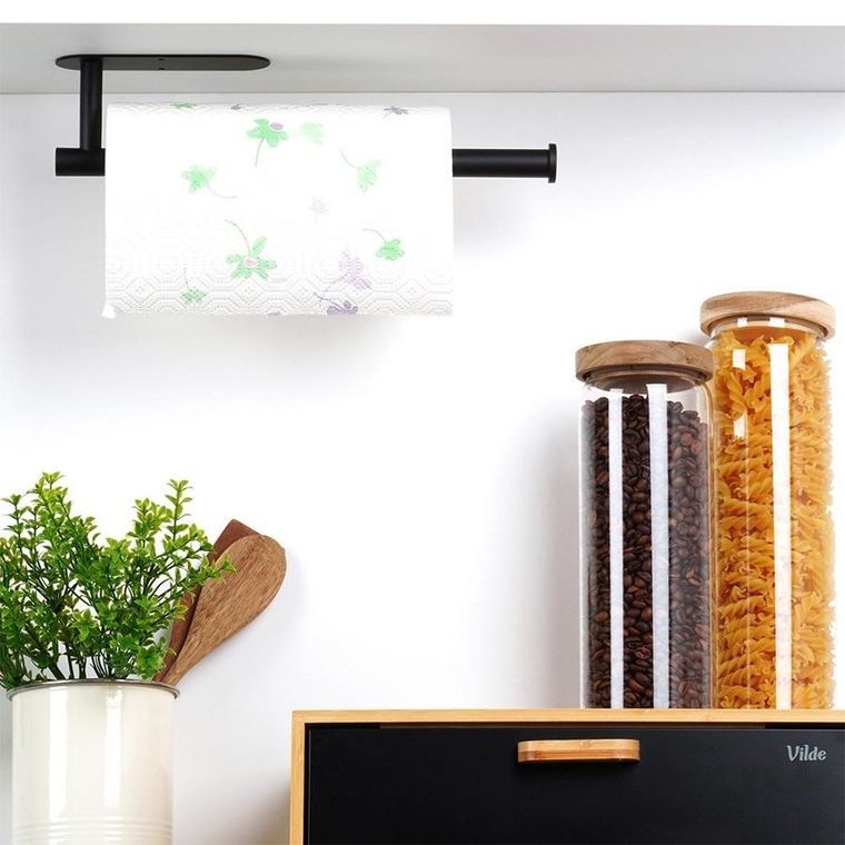 Vilde, wieszak na ręcznik papierowy, stalowy, czarny