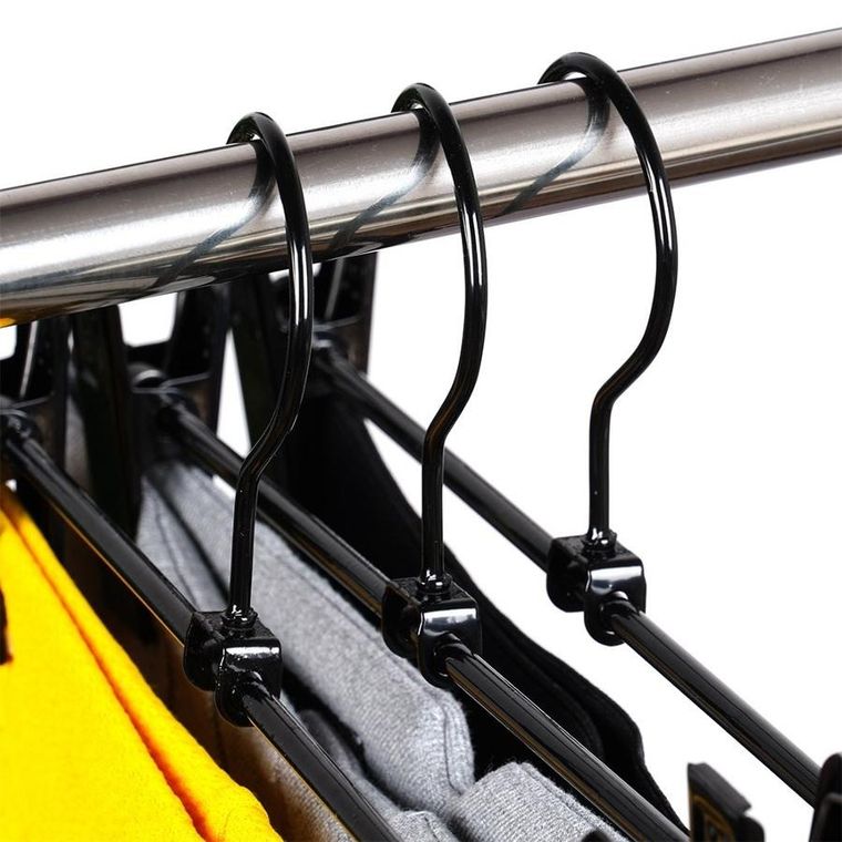 Vilde, wieszak na spodnie, metalowy, z klipsami, czarny, 3 szt.