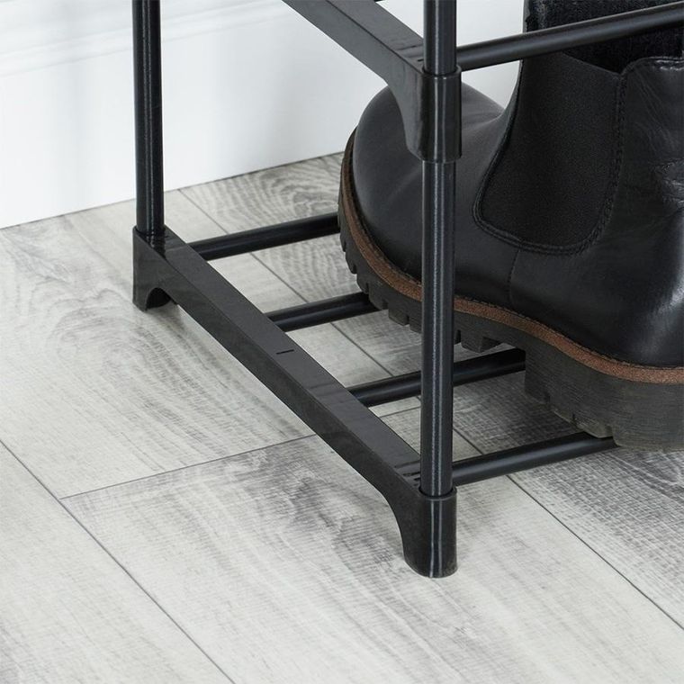 Vilde, wieszak na ubrania z regałem na buty, metalowy, czarny, 57-28-156 cm