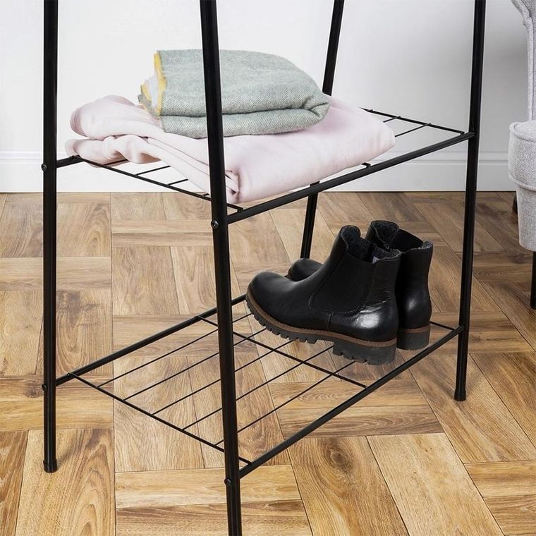 Vilde, wieszak, stojący na ubrania, metalowy czarny, 153 cm