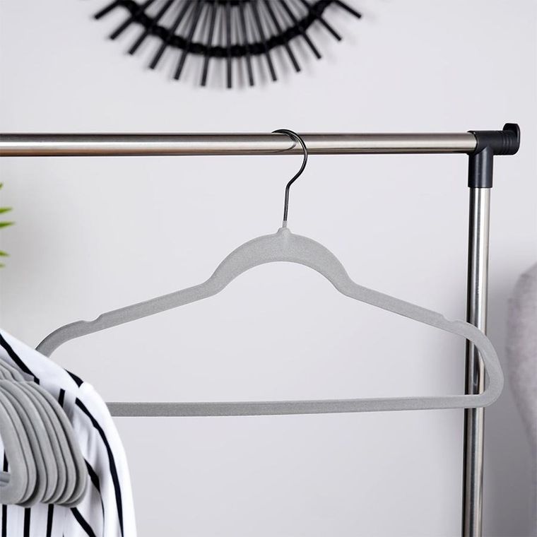 Vilde, wieszaki, na ubrania welurowe, szare obrotowe, 45-24,5 cm, 10 szt.