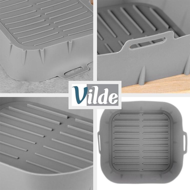 Vilde, wkład do frytkownicy Air fryer, silikonowy szary, 22 cm
