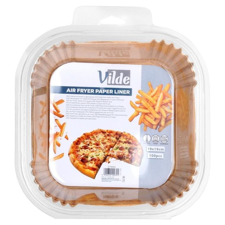 Vilde, wkład do frytkownicy beztłuszczowej Air Fryer, papierowy, kwadratowy, 19-19 cm, 100 szt.