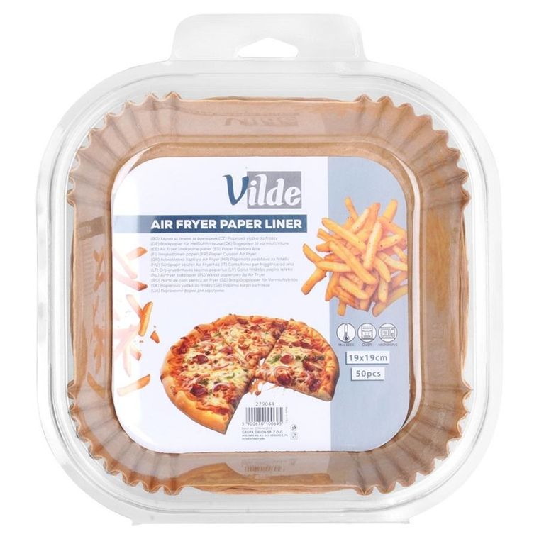 Vilde, wkład do frytkownicy beztłuszczowej Air Fryer, papierowy, kwadratowy, 19-19 cm, 50 szt.