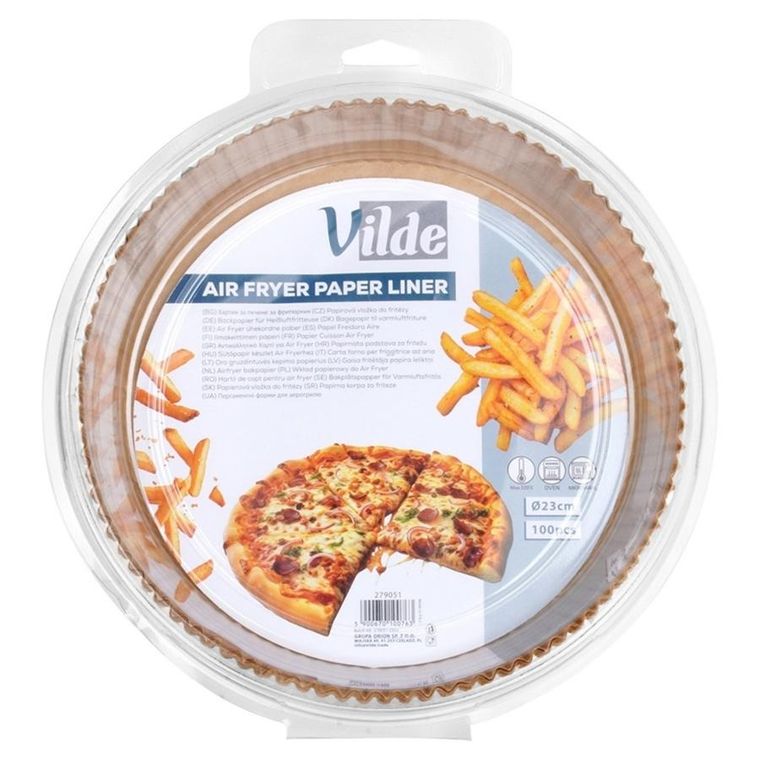 Vilde, wkład do frytkownicy beztłuszczowej Air Fryer, papierowy, okrągły, 23 cm, 100 szt.
