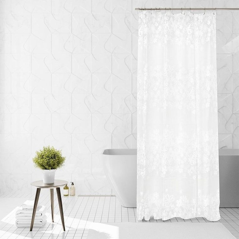 Vilde, zasłona prysznicowa, haczyki, wodoodporna, 180-180 cm