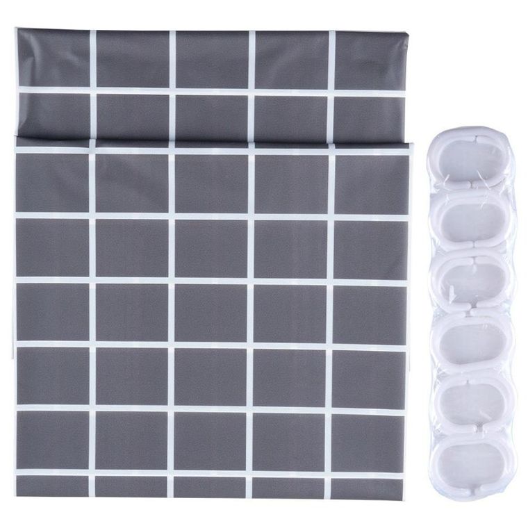 Vilde, zasłona prysznicowa, haczyki, wodoodporna, 180-180 cm