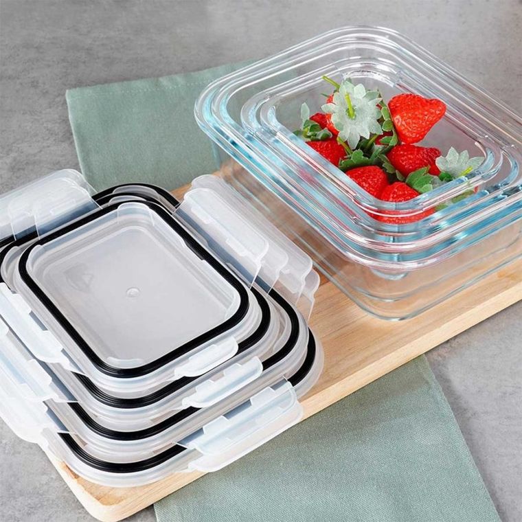Vilde, zestaw szklanych pojemników na żywność z pokrywami i uszczelkami