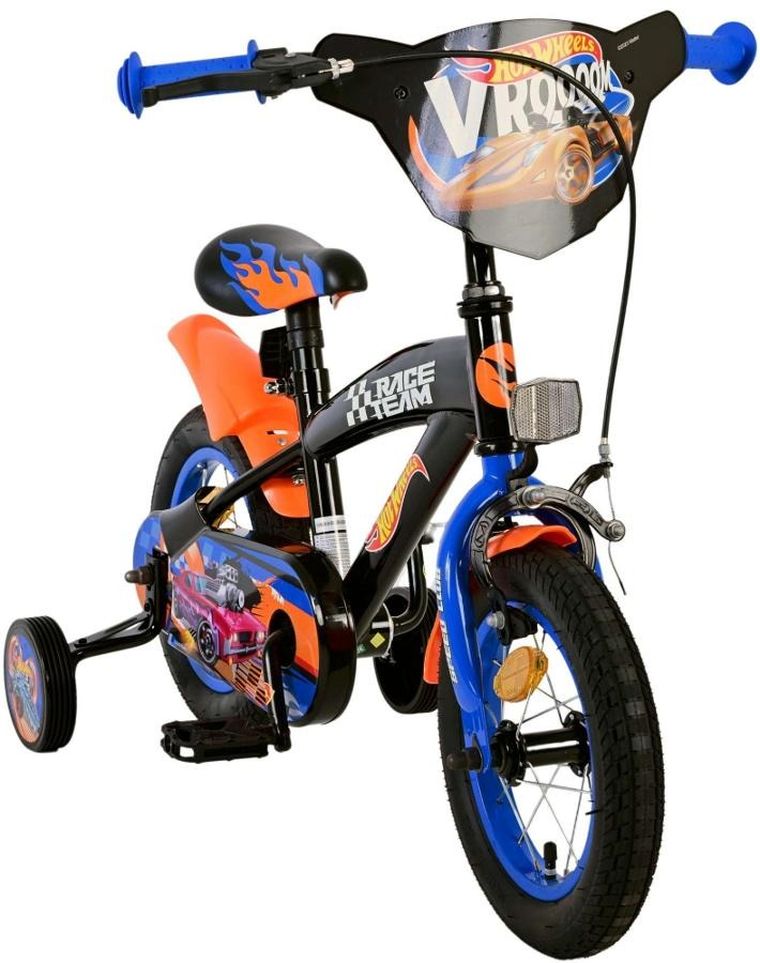 Volare, Hot Wheels, rower, czarno-niebieski, 12"