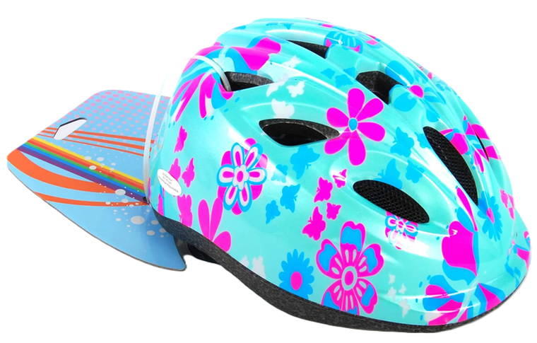 Volare, kask ochronny, niebieski w kwiatki, rozmiar 47-51 cm