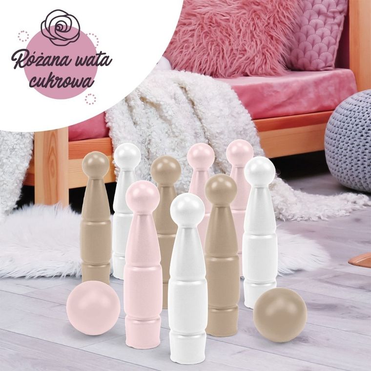 Wader, Różana Wata Cukrowa, zestaw do gry w kręgle, 11 elementów